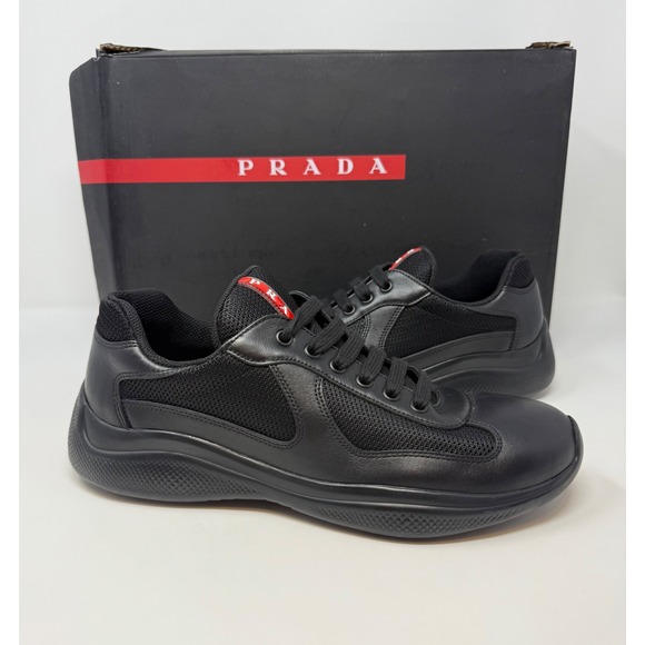 Prada Americas Cup Sneaker Leather Black Size 8 US 7 UK
